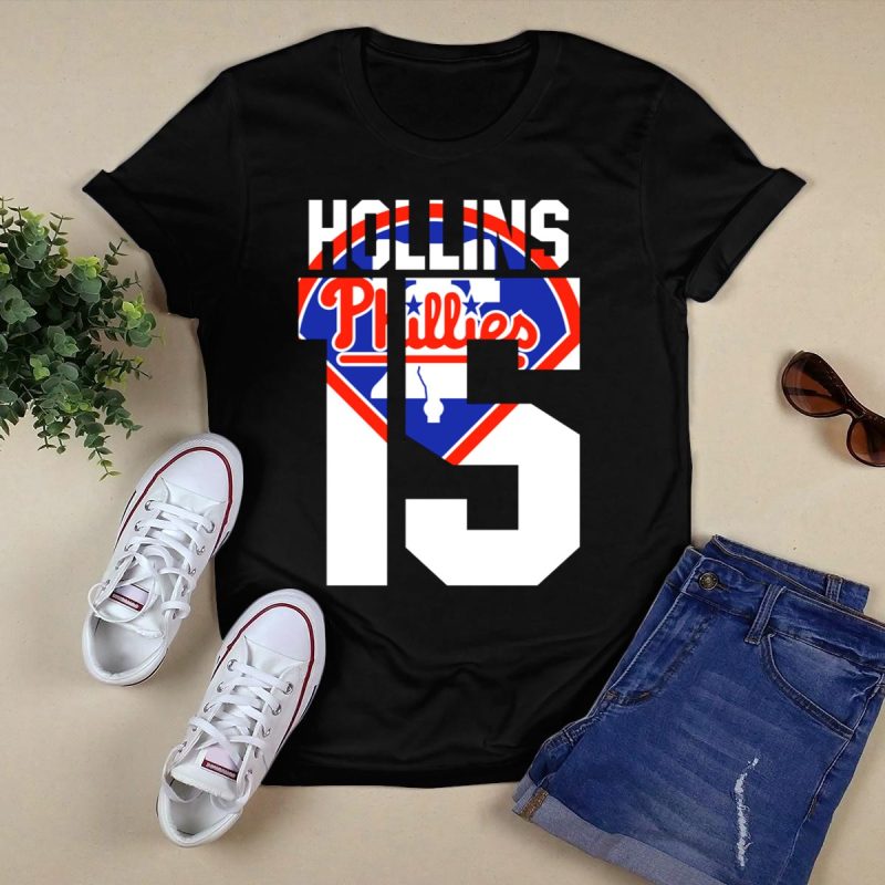 Vintage 1993 Philadelphia Phillies Hollins 15 Baseball T-Shirt - Image 5