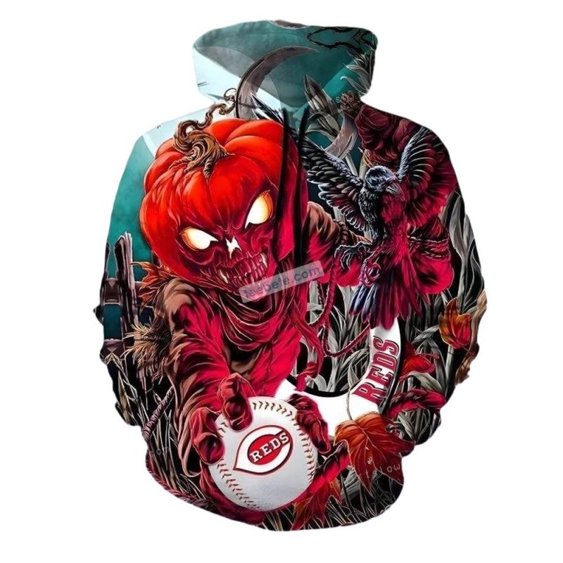 Horror halloween pumpkin cincinnati reds All Over Print Hoodie