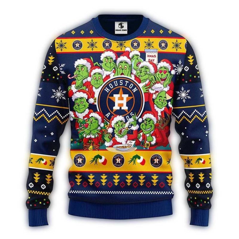 Houston Astros 12 Grinch Xmas Day Ugly Sweater 1