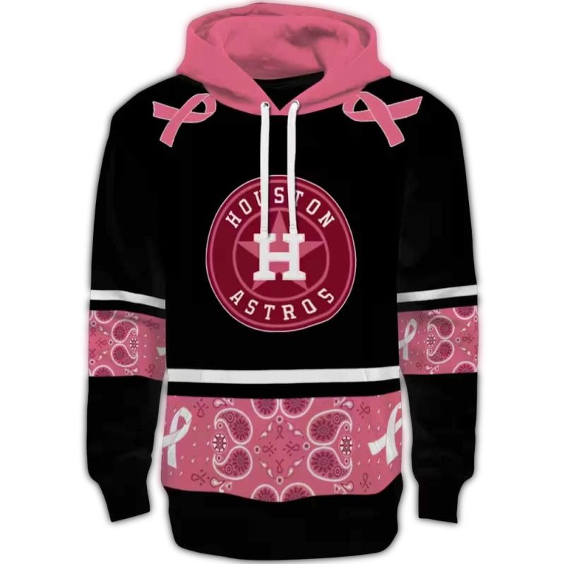 Houston Astros Awareness Ribbon All over Print Hoodie 1