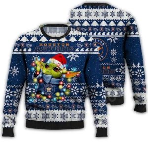 Baby Yoda Houston Astros Light-Up Ugly Sweater For Kids