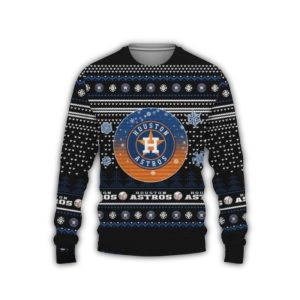 Houston Astros Black & Blue Snowflake Holiday Sweater For Fans