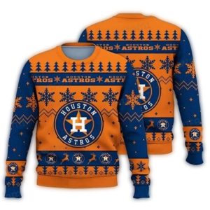 Houston Astros Blue And Orange Snowflake Sweatshirt For Fans