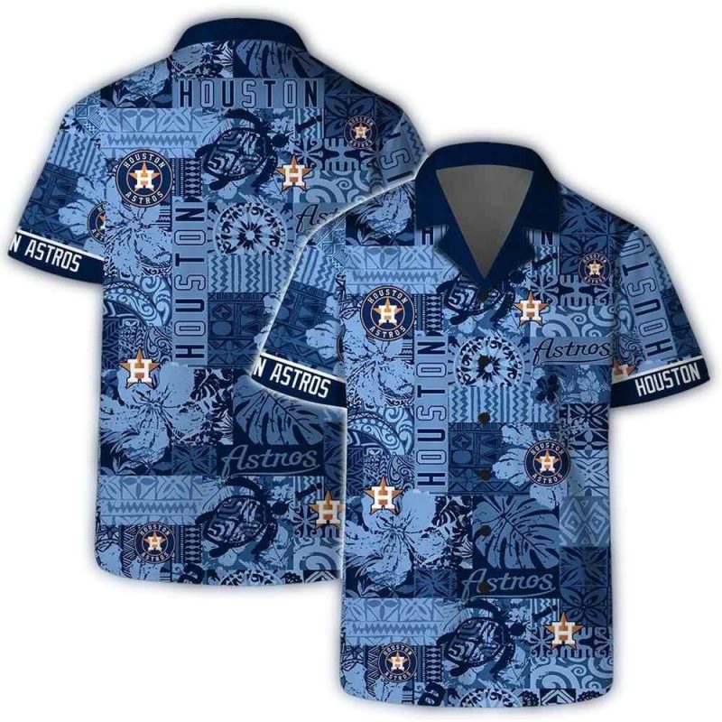 Houston Astros Blue Wave Patch Hawaiian Shirt 1