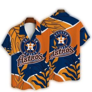 Houston Astros Bold Leaves Hawaiian Shirt For Men & Women