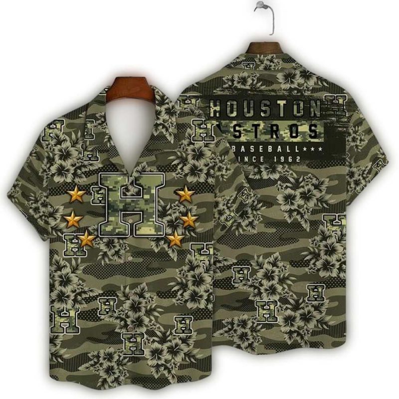 Houston Astros Camo Military Hawaiian Shirt 1