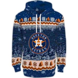Houston Astros Christmas Tree Pattern Hoodie For Holiday Fans