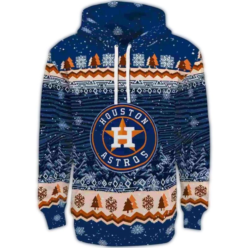 Houston Astros Christmas Trees All over Print Hoodie 1