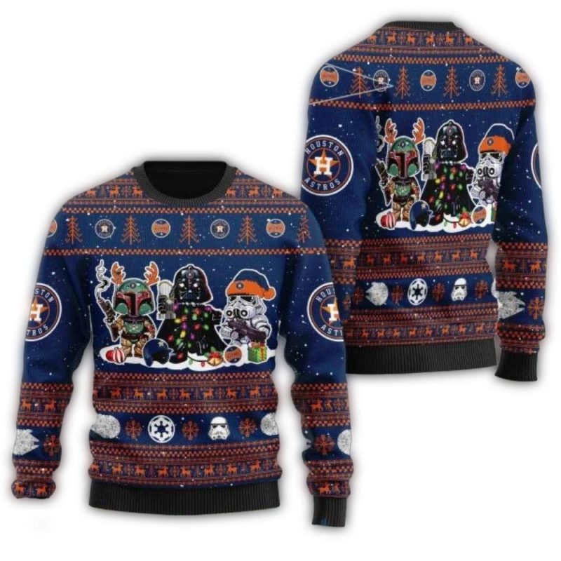 Houston Astros Darth Vader And Boba Fett Ugly Sweater 1