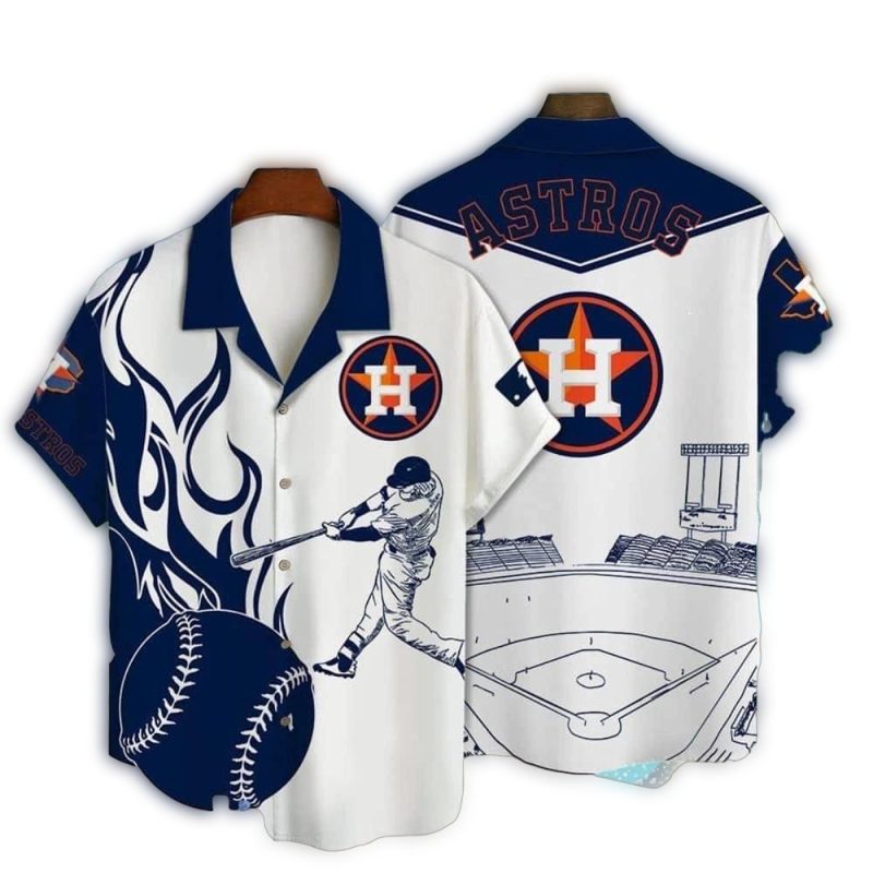 Houston Astros Fire Ball Baseball Hawaiian Shirt 1