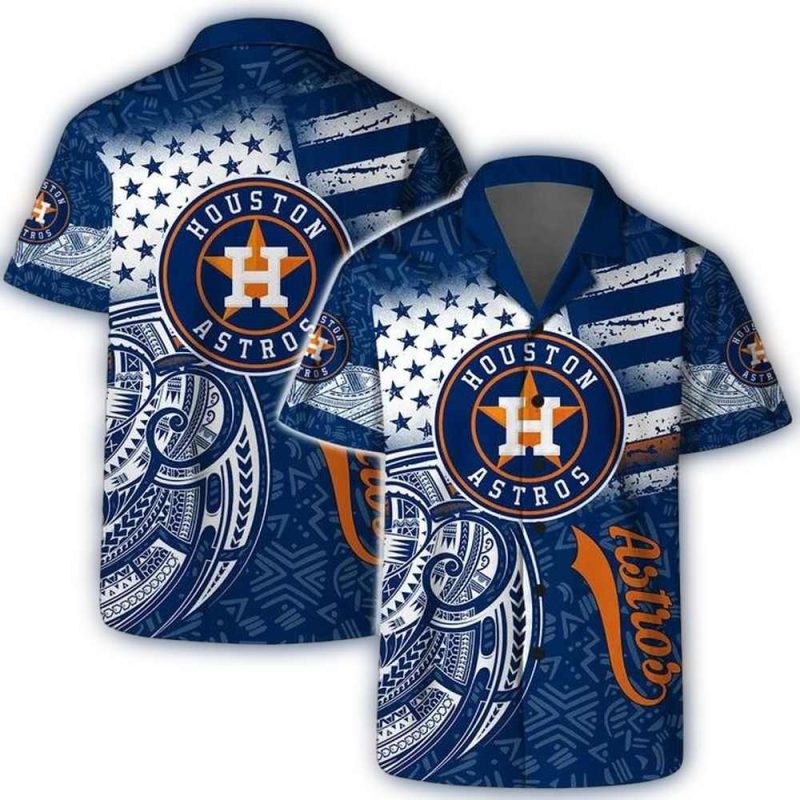 Houston Astros Flag US Palm Sunset Hawaiian Shirt 1