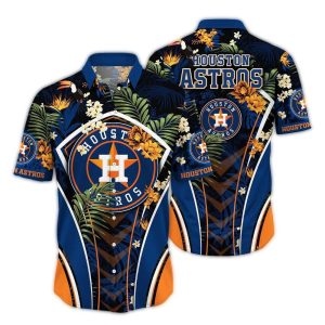 Houston Astros Floral Leaf Pattern Hawaiian Shirt For Fans