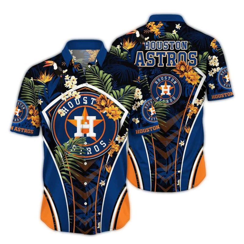 Houston Astros Floral Leafs Flower Pattern Hawaiian Shirt 1
