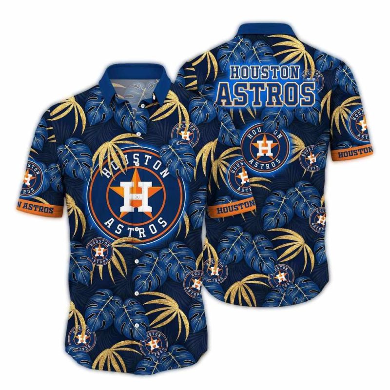 Houston Astros Floral Leafs Pattern Hawaiian Shirt 1