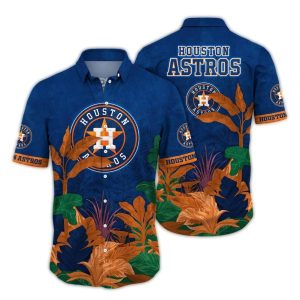 Vintage Floral Leaf Houston Astros Hawaiian Shirt For Men