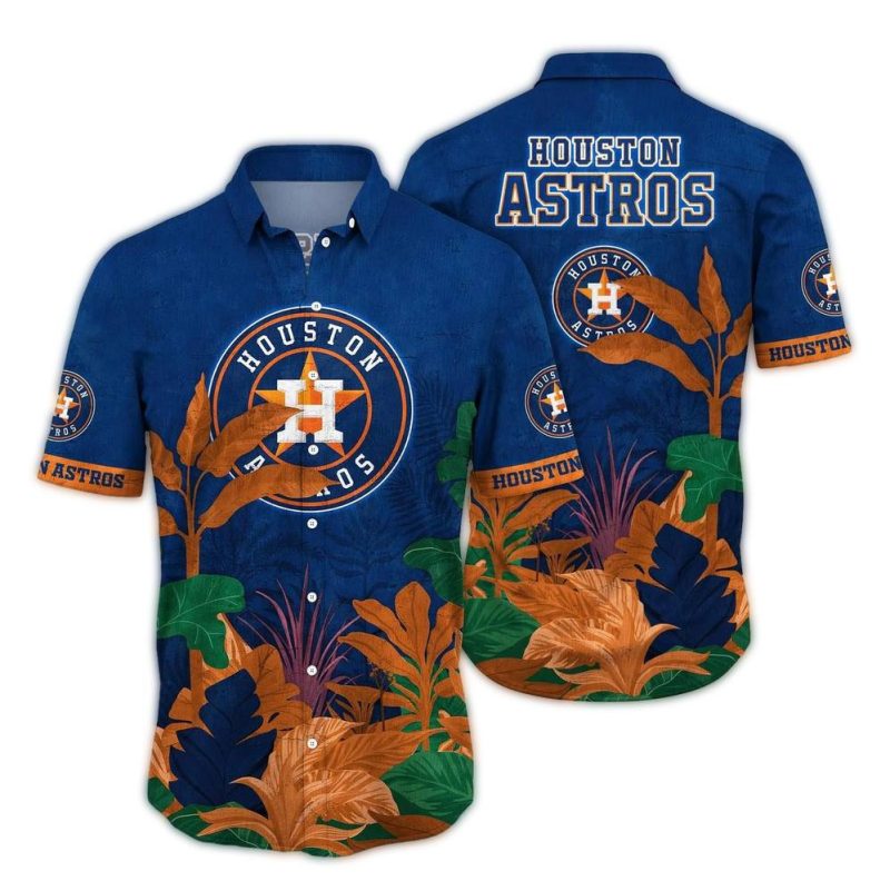 Houston Astros Floral Leafs Vintage Hawaiian Shirt 1