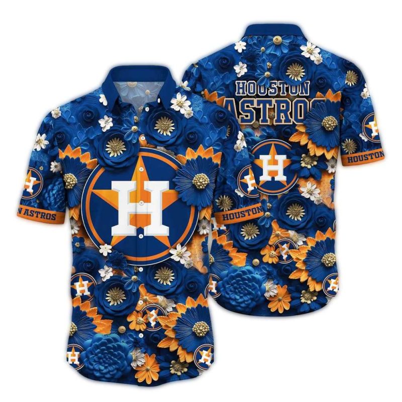 Houston Astros Flower Blossom Pattern Tropical Hawaiian Shirt 1
