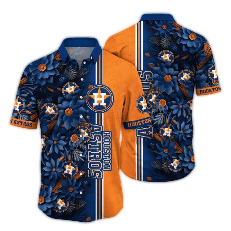 Houston Astros Flower Blossom Stripe Hawaiian Shirt 1