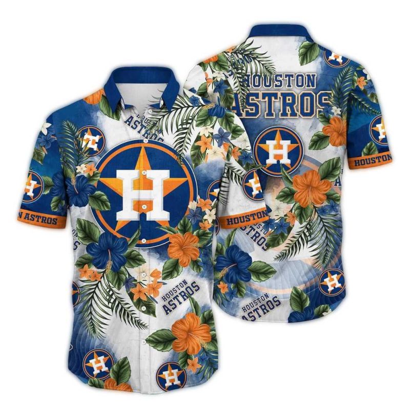 Houston Astros Flower Pattern Art Hawaiian Shirt 1