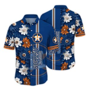 Houston Astros Floral Stripe Hawaiian Shirt For Men And Women