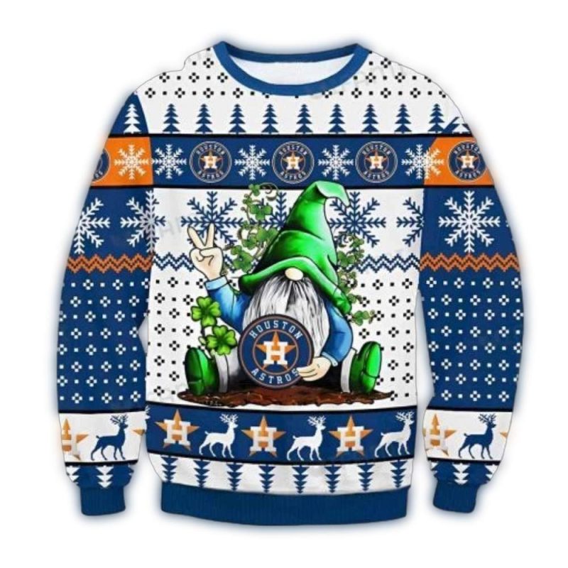 Houston Astros Gnome Peace Sign Ugly Sweater 1