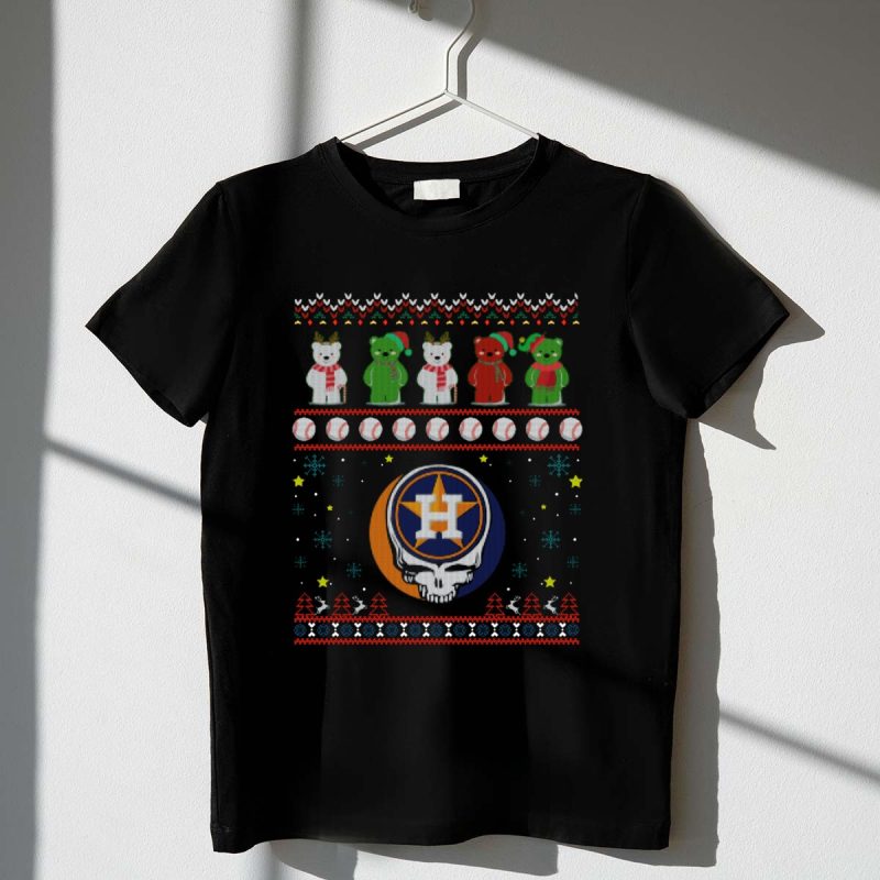 Houston Astros Grateful Dead Bears Christmas Baseball T Shirt t shirt 1 1