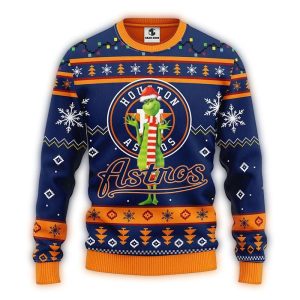 Houston Astros Grinch Logo Christmas Sweatshirt - Ugly Holiday Design