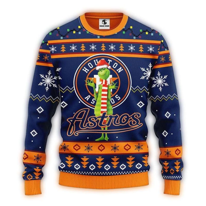 Houston Astros Grinch Logo Christmas Ugly Sweater 1