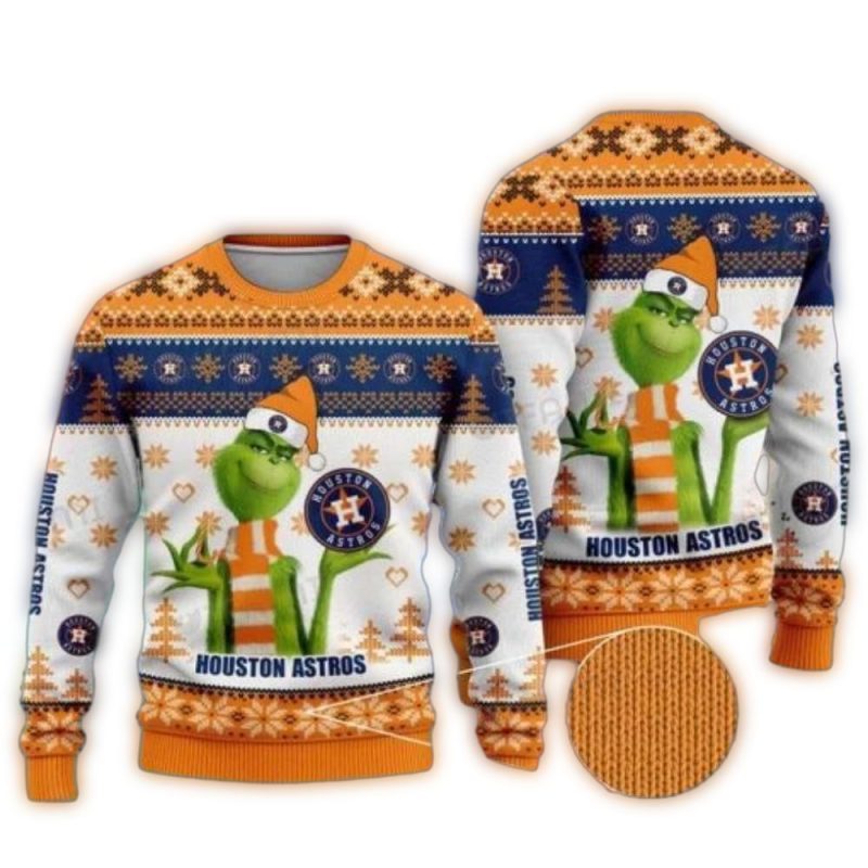 Houston Astros Grinch Scarf Festive Ugly Sweater 1