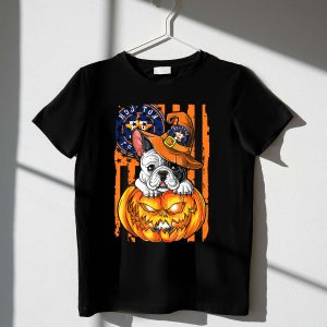 Houston Astros Halloween Bulldog Pumpkin Graphic T-Shirt For Fans