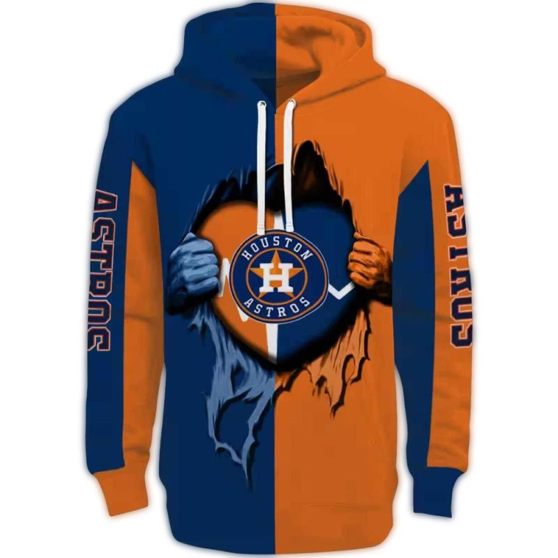Houston Astros Heartbeat Graphic All over Print Hoodie 1
