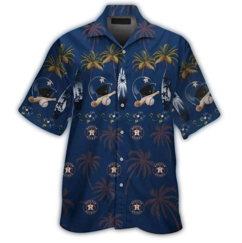 Houston Astros Helmet Bat and Ball Coconut Pattern Tropical Hawaiian Shirt 1