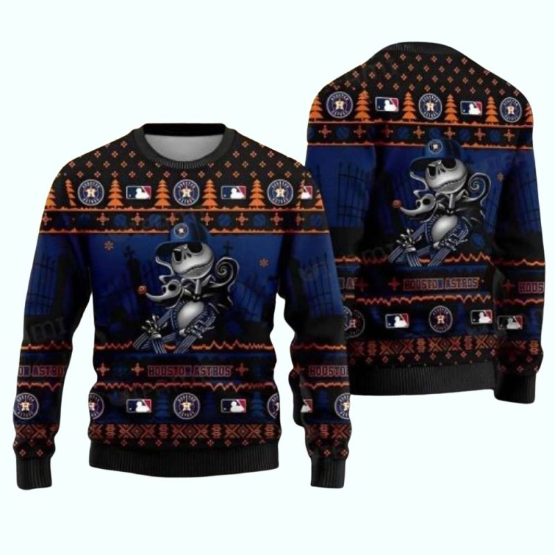 Houston Astros Jack Skeleton Ugly Sweater 1