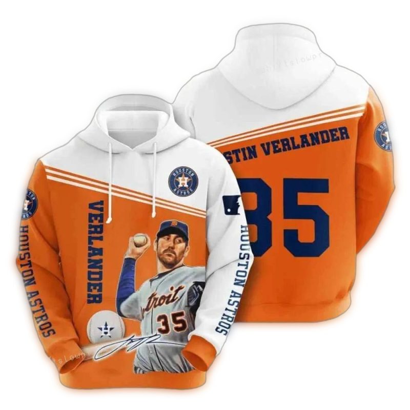 Houston Astros Justin Verlander Signature All over Print Hoodie 1