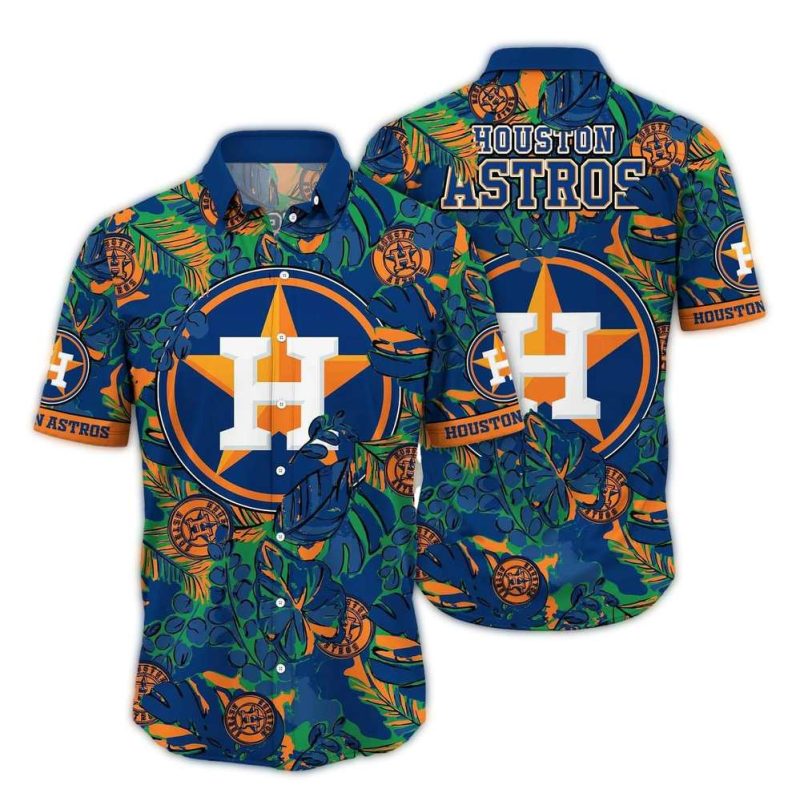 Houston Astros Leaf Floral Vintage Hawaiian Shirt 1