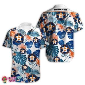 Houston Astros Hawaiian Shirt With Leaf Pattern - Perfect For Game Day