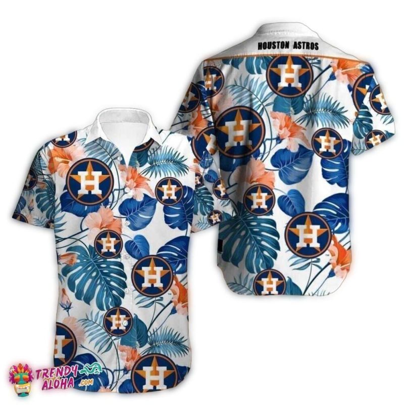 Houston Astros Leafs Pattern Hawaiian Shirt 1