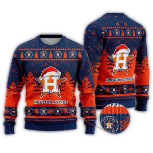 Houston Astros Christmas Sweatshirt - Santa Ugly Sweater Design