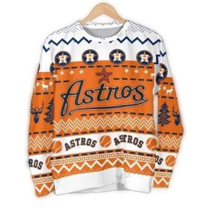 Houston Astros Ugly Sweater With Snowflake Design In Orange & Blue