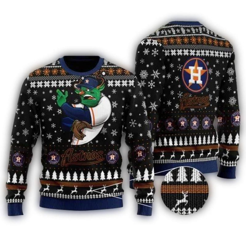 Houston Astros Mascot Baseball Uniform Ugly Sweater 1