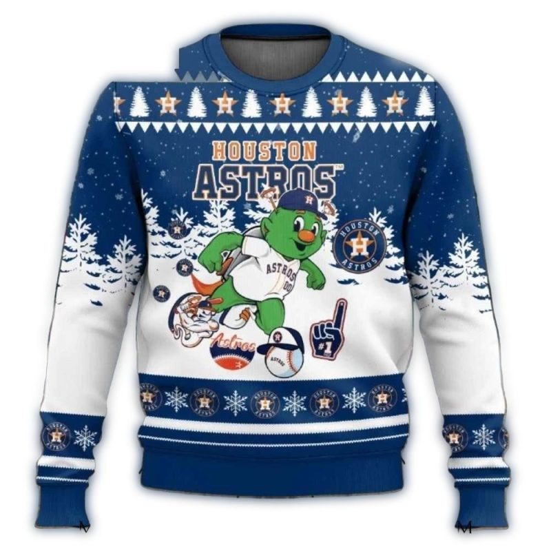 Houston Astros Mascot Orbit Winter Wonderland Ugly Sweater 1