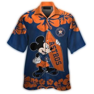 Houston Astros Mickey Mouse Floral Surf Hawaiian Shirt For Fans