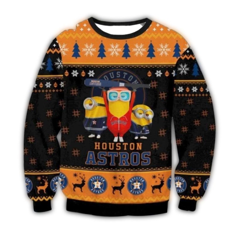 Houston Astros Minions Christmas Festive Ugly Sweater 1