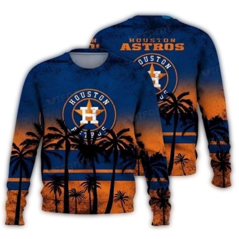 Houston Astros Palm Tree Sunset Ugly Sweater 1