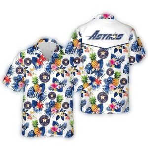 Houston Astros Tropical Hawaiian Shirt With Pineapple Leaf Pattern