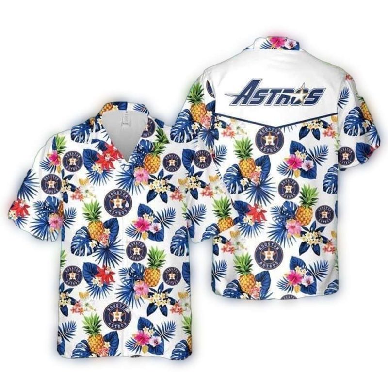 Houston Astros Pineapple Leafs Pattern Tropical Hawaiian Shirt 1