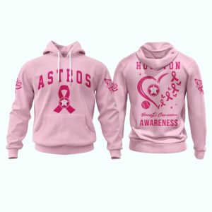 Houston Astros Pink Breast Cancer Awareness Hoodie For Women