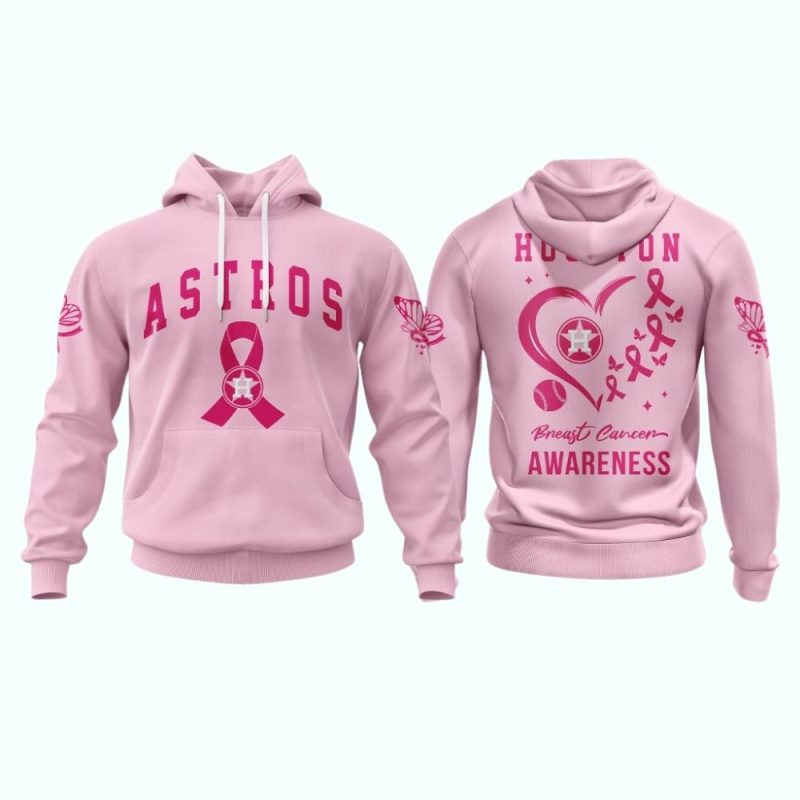 Houston Astros Pink Breast Cancer Awareness All over Print Hoodie 1