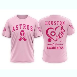 Houston Astros Pink Breast Cancer Awareness All-Over Print T-Shirt