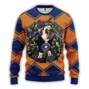 Houston Astros Ugly Sweater With Reindeer Antlers For Pet Lovers